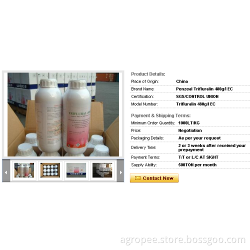 Cas 1582-09-8 Trifluralin 480g/L EC Agro Pesticides Grass Selective Herbicide